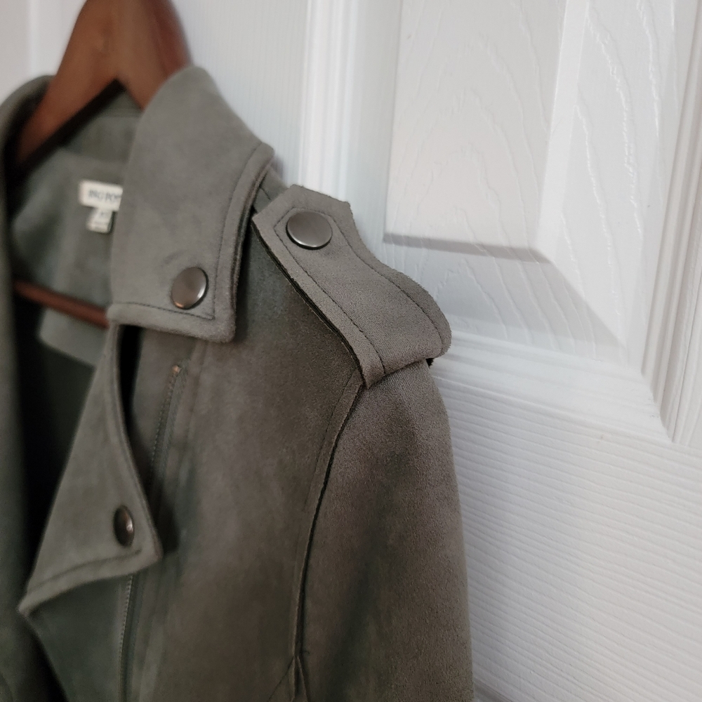 Rag Poets Everit Faux Suede Moto Jacket Gray Women’s XS Asymmetrical Biker - Picture 9 of 15
